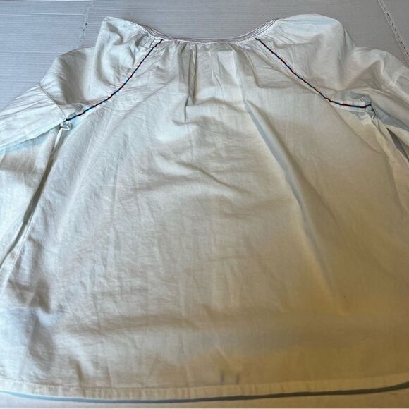Gap Boho Blouse V neck Pullover Small Cream with red and blue trim - Picture 9 of 9